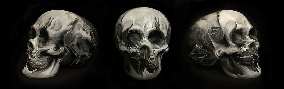 Skull, acrylic on ceramic, 2017.
